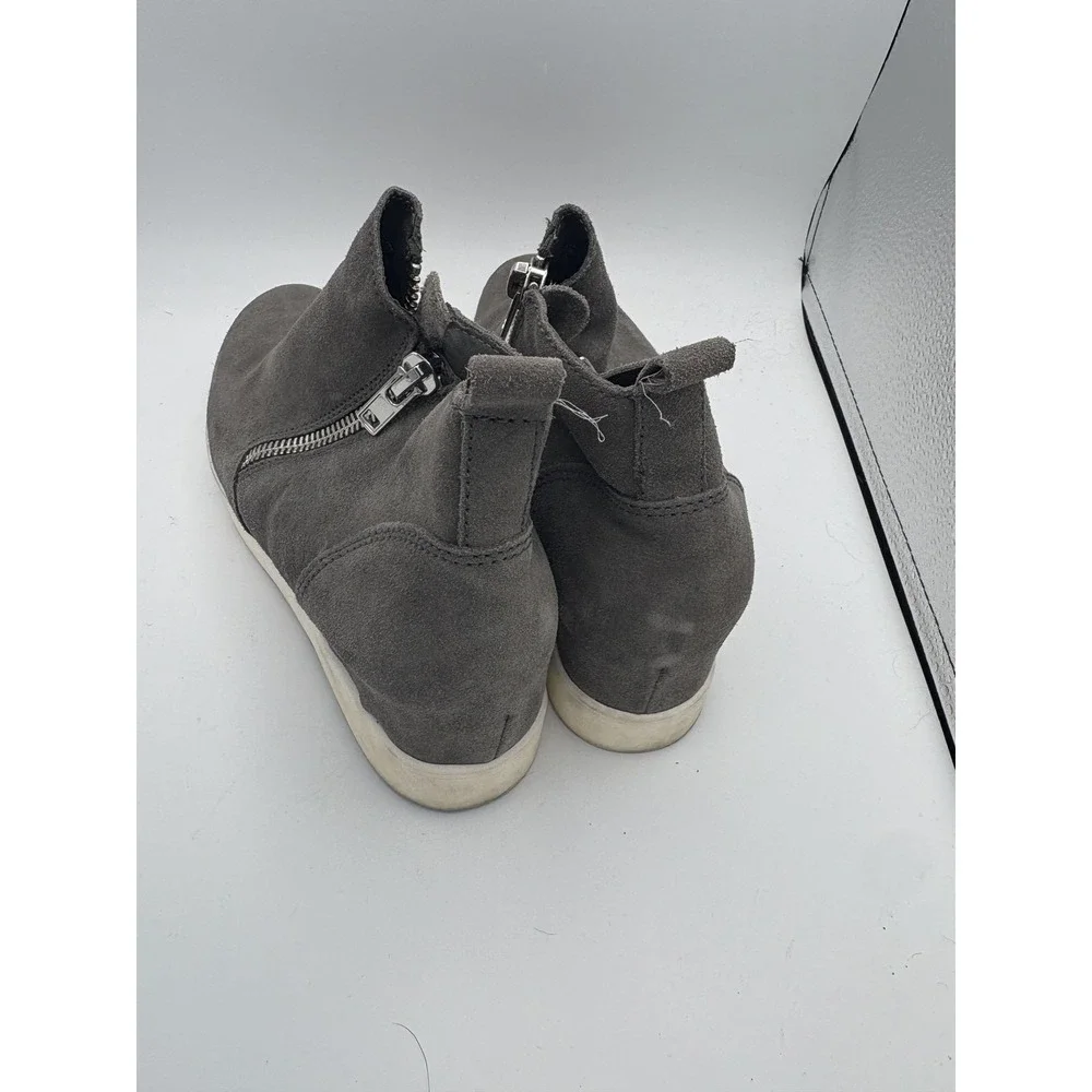 Steve Madden Shoes Womens Size 9.5 Gray Suede Hidden Wedge Zip Sneakers Wedgie
